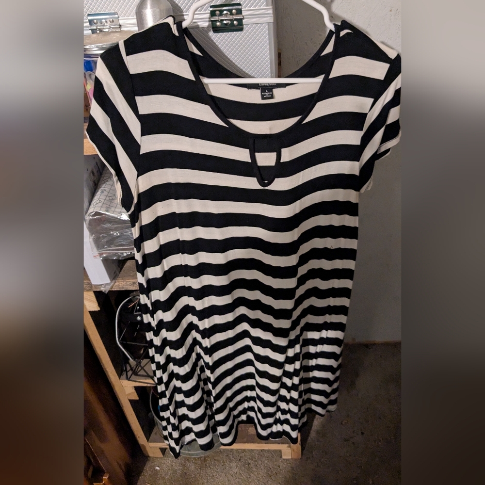 Black and White Striped Women's Top